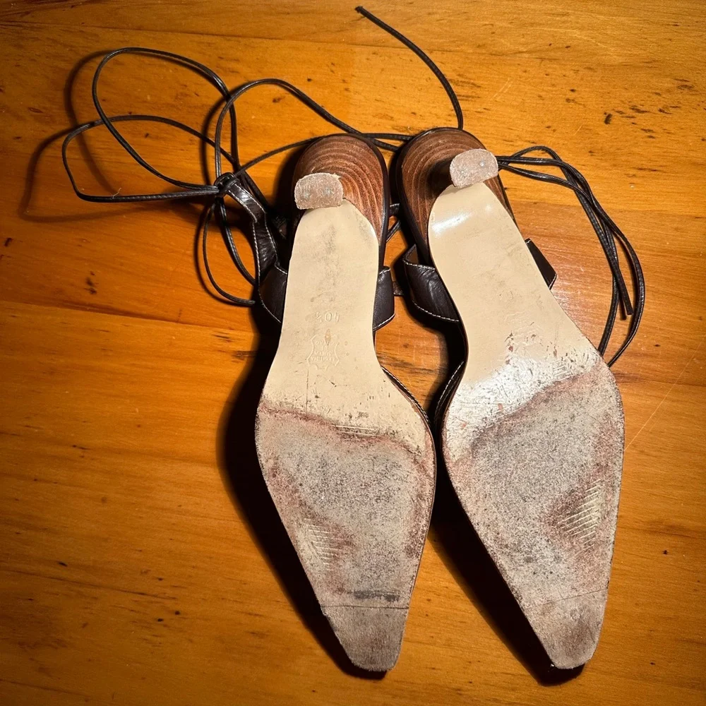 Chocolate Brown Western Sexy Boho Ankle Wrap Sandals by Jorge-Juan ~ 40.5